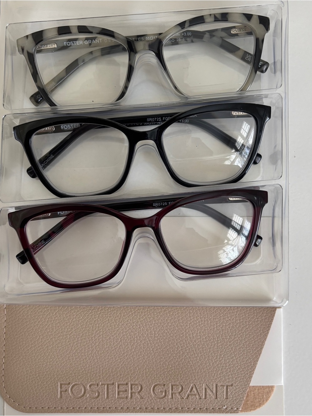 Foster Grant 811 Cateye Reading Glasses 3 Pack +3.00 Lens Strength NEW Open Box - Picture 5 of 7